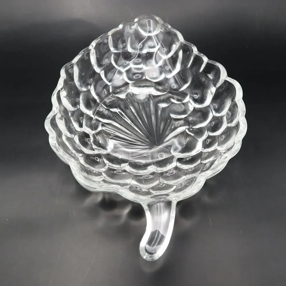 Vintage Federal Glass Grape Cluster Shape Clear Candy Nut Dish Relish Tray